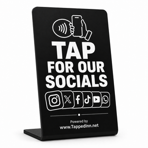 “Tap For Our Socials” NFC Stand